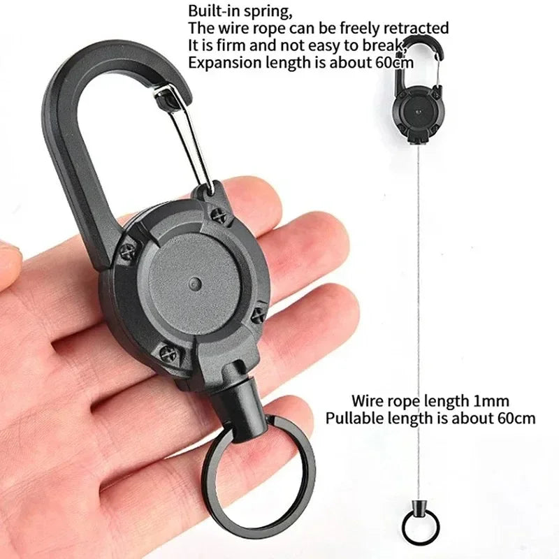1/3Pcs Automatic Retractable Wire Rope Antitheft Easy-to-pull Buckle Rope Elastic Keychain Sporty Retractable Key Ring Anti Lost
