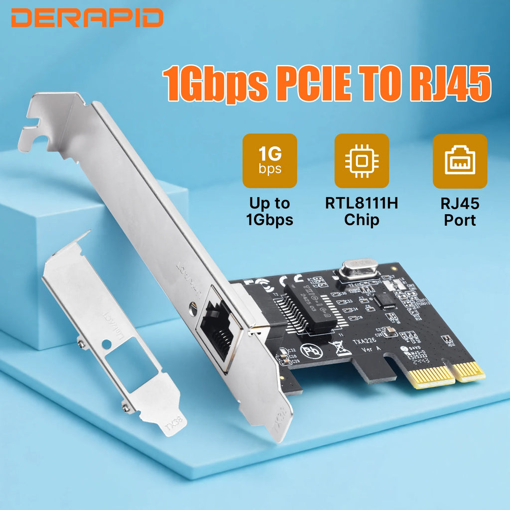 Gigabit Ethernet Network Card PCI-E to RJ45 1000Mbps Wired LAN Controller with RTL8111H Chipset PCIE Adapter for Desktop PC
