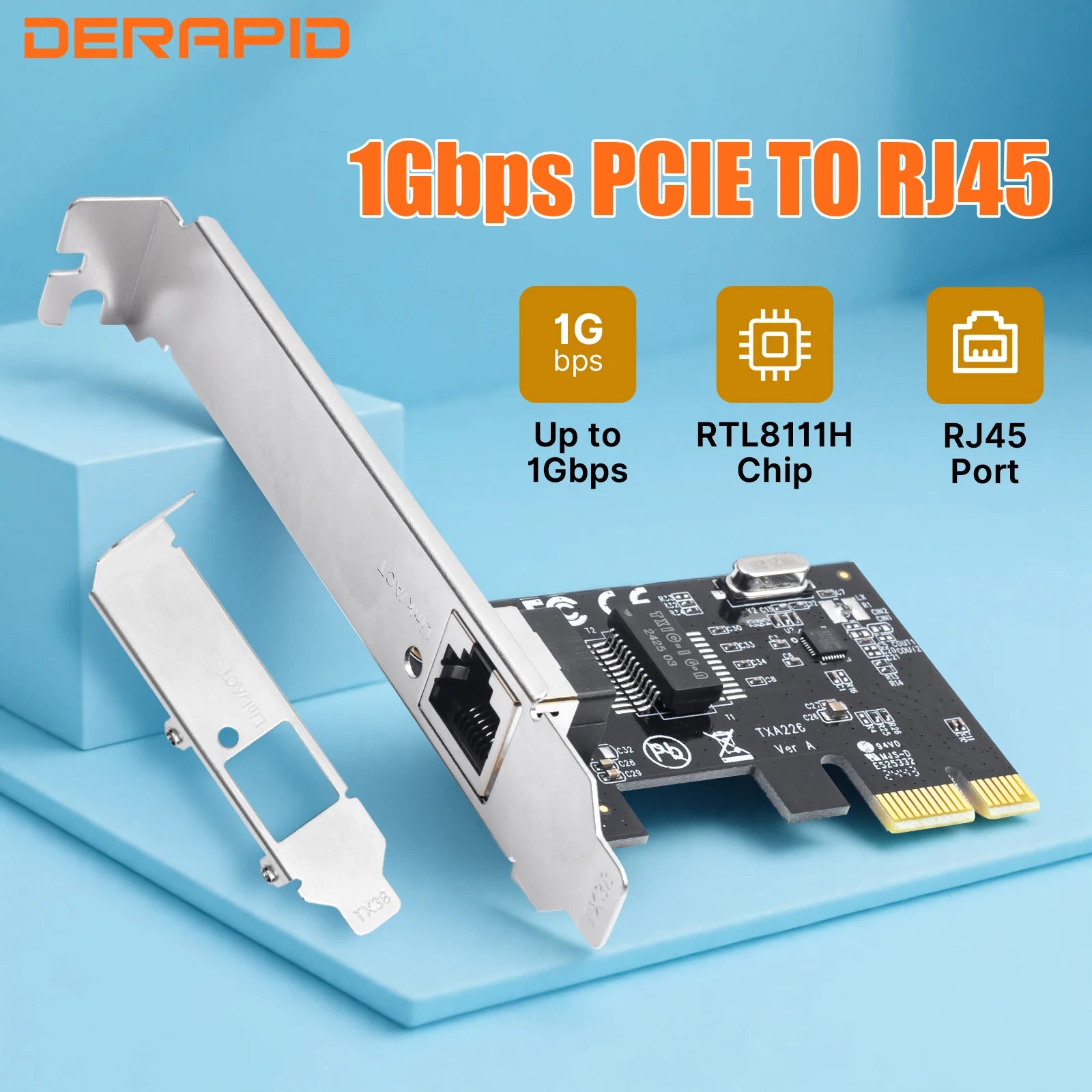 Gigabit Ethernet Network Card PCI-E to RJ45 1000Mbps Wired LAN Controller with RTL8111H Chipset PCIE Adapter for Desktop PC