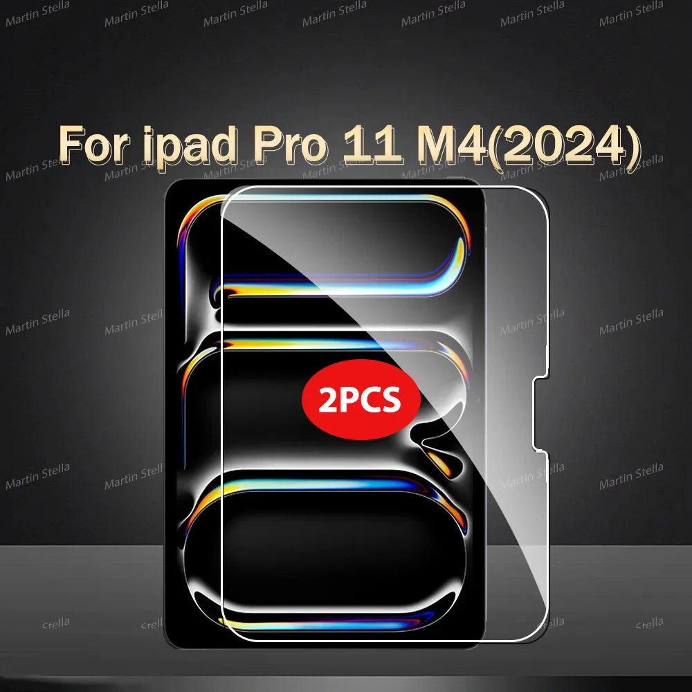 2Pcs Tempered Glass Screen Protector For iPad Pro 2024 Air M2 11 inch Pro 11 12.9 Air4 5 2022 2021 2018 HD 6th Scratch resistant