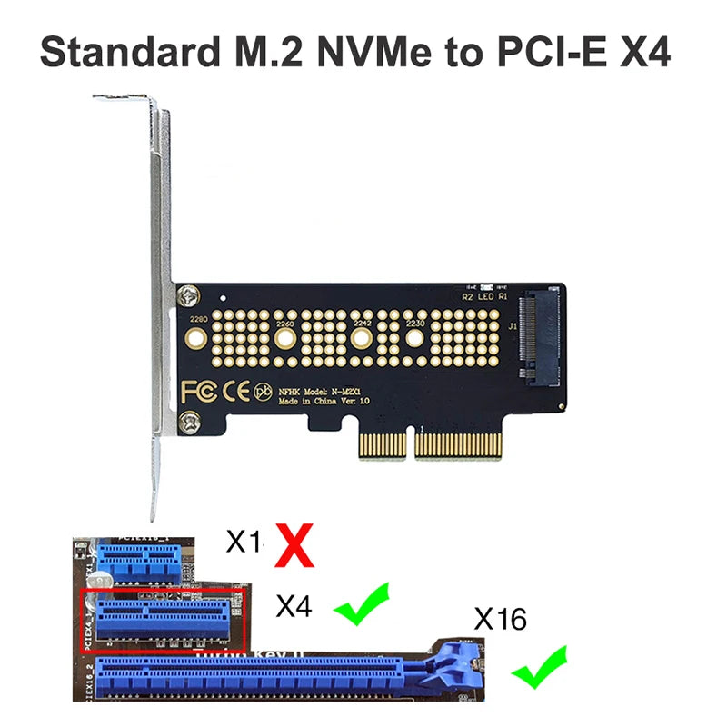 M.2 NVME SSD  to PCIe 4.0 Adapter Card 64Gbps M-Key PCIe4.0 X1 X4 For Desktop PC PCI-E GEN4 Full Speed
