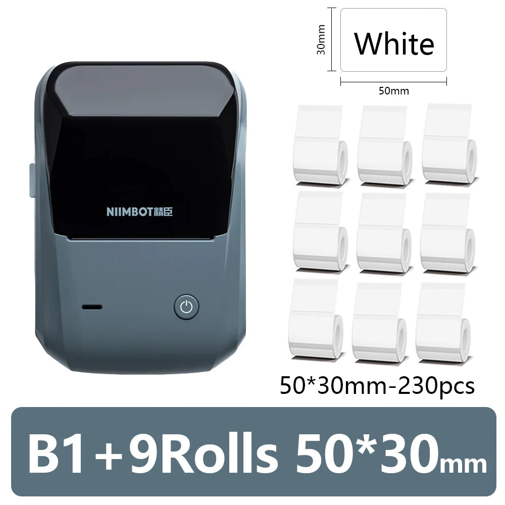 NIIMBOT B1 Portable Thermal Printer With Tapes 2 Inch Adhesive Label Machine Mini Bluetooth Sticker Maker Waterproof Labels Roll
