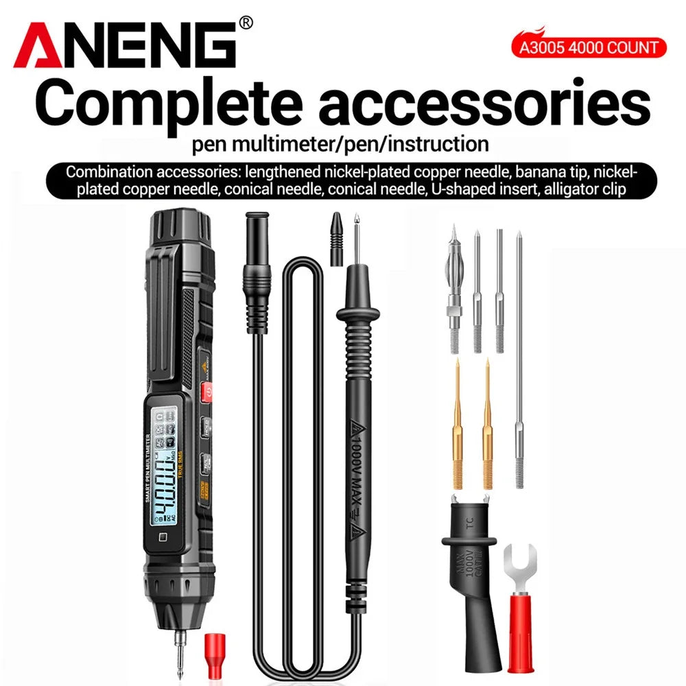 Pocket Digital Multimeter Pen ANENG A3005 Pen Type Teste 4000 Count AC/DC Voltage Phase Sequence Ohm Hz Temp NCV Diode test Tool