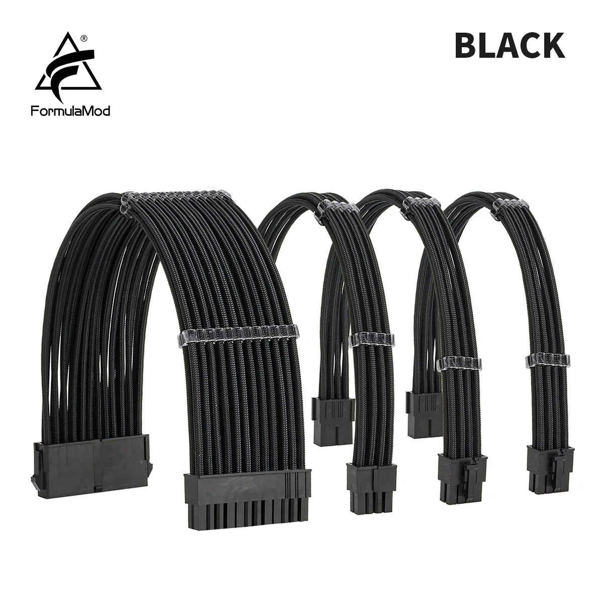 FormulaMod NCK1 Series PSU Extension Cable Kit , Solid Color Cable Solid Combo 300mm ATX24Pin PCI-E8Pin CPU8Pin With Combs