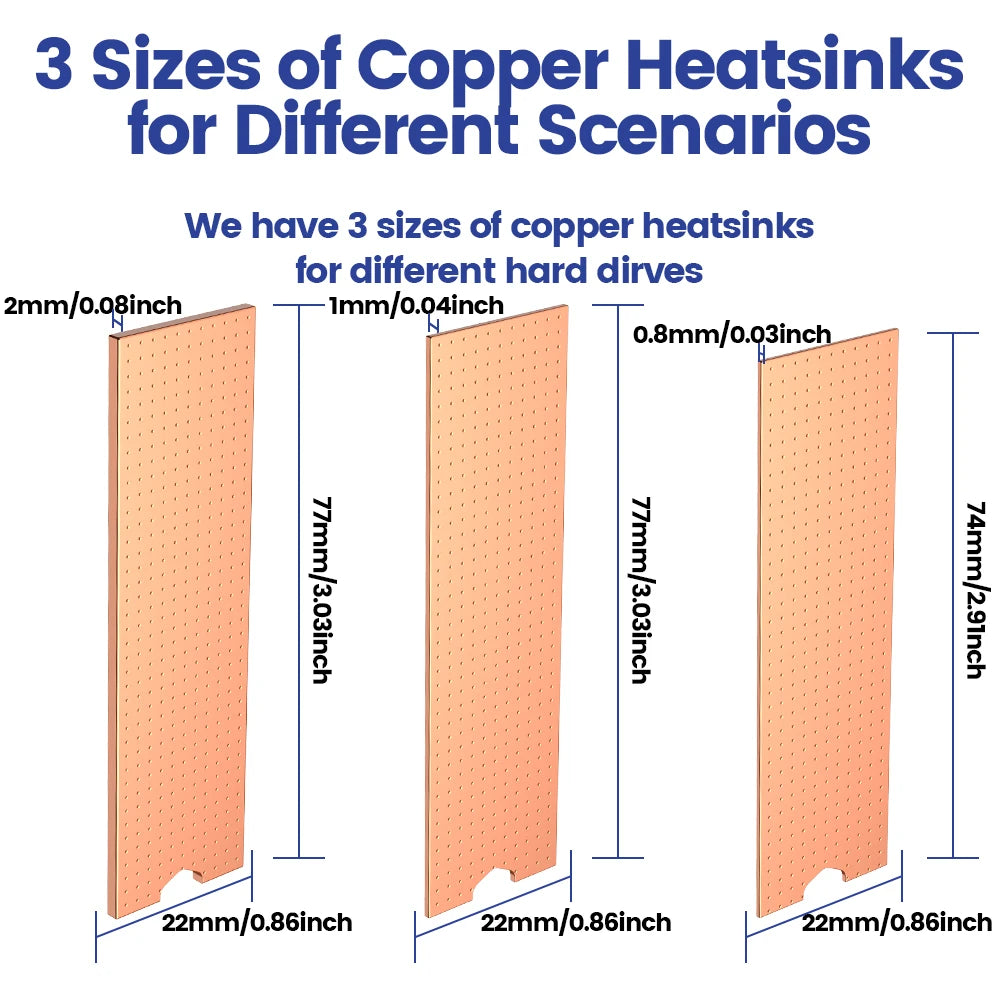 JEYI Copper M.2 Heatsink, NVMe 2280 SSD Copper Cooler Solid State Disk Radiator with Thermal Silicone Pad for Laptop Desktop