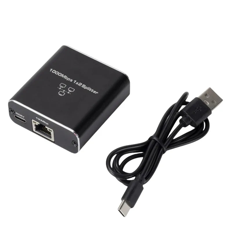 Gigabit Ethernet Splitter 1 to 2 LAN Gigabit Extension Adapter 1000Mbps Network Splitter Connector For PC Laptop TV Box Router