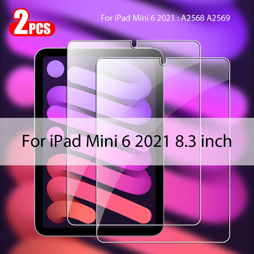 2Pcs Tempered Glass Screen Protector For Ipad Pro 13 12.9 M4 Air 11 M3 M2 5 4 Mini 6 7 9 9th 10 10th Generation A16 Accessories
