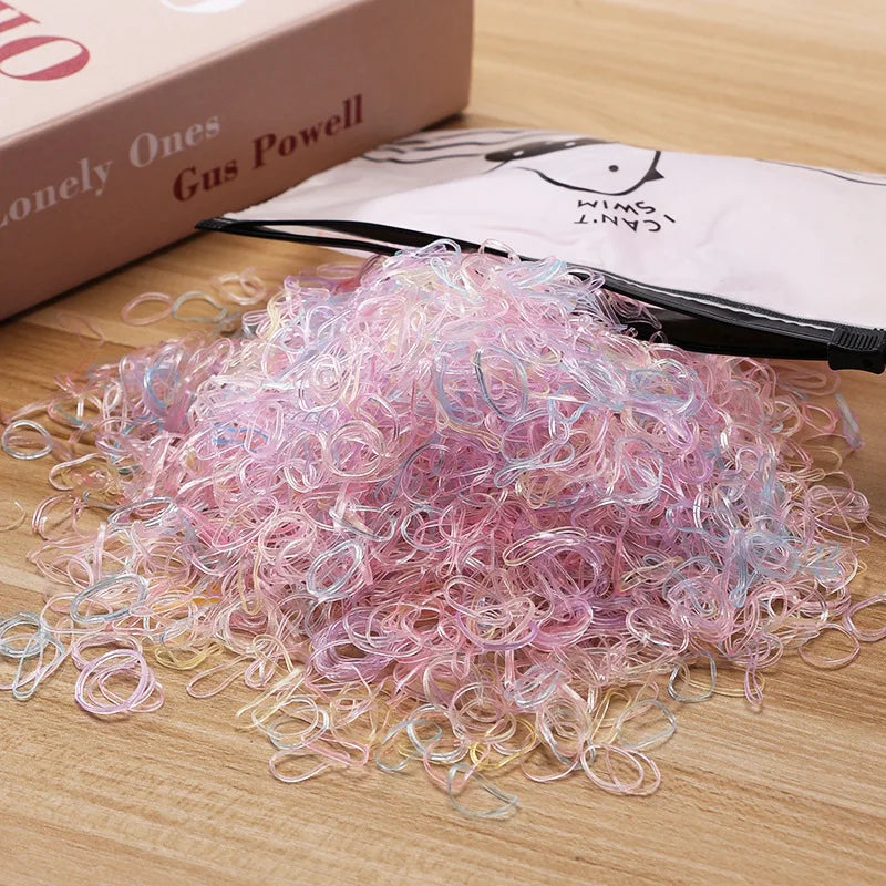 500/1000/2000pcs Girls Colourful Disposable Rubber Band Hair Ties Headband Children Ponytail Holder Bands Kids Hair Accessories