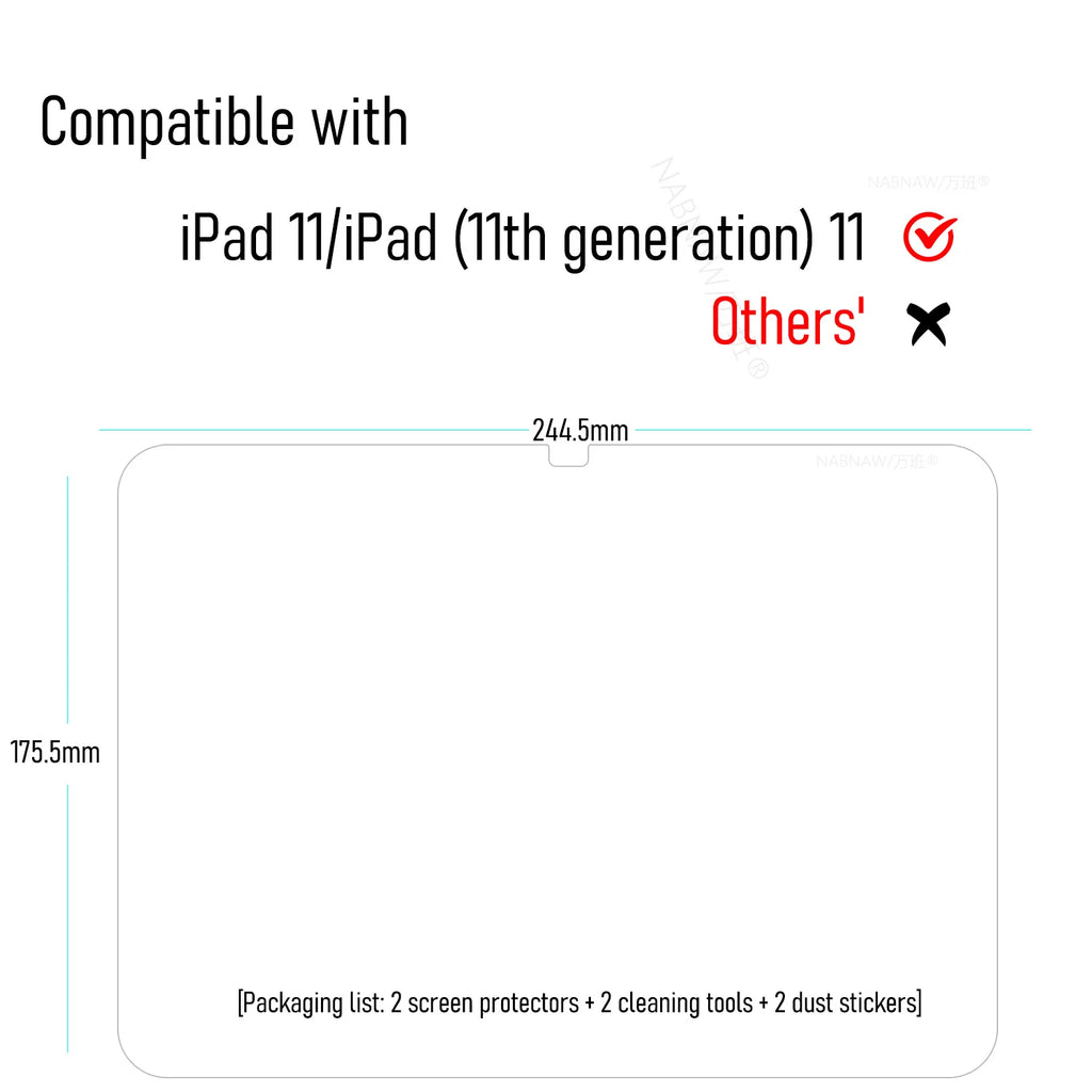 For iPad 11 Tempered Glass For iPad 2025 11th Generation Screen Protector iPad 11-inch A16 Film Guard Anti Scratch HD 2-Pack