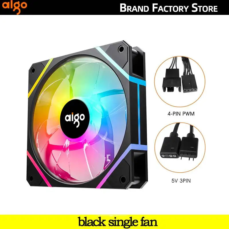 Clearance_Aigo AM12PRO Rgb Fan Ventoinha PC 120mm Computer Case Fan Kit Water Cooler 4pin PWM CPU Cooling Fans 3pin5v argb 12cm