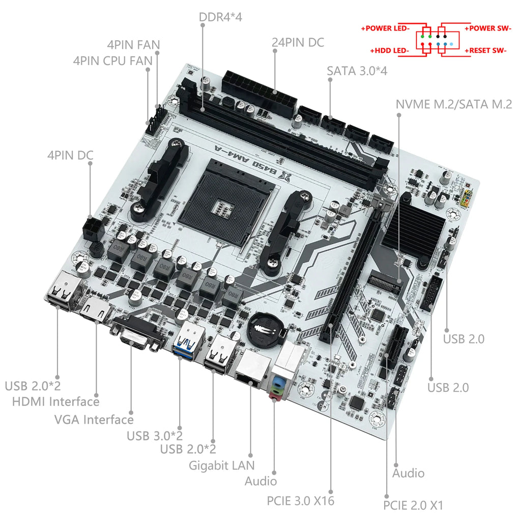 MACHINIST B450 Motherboard AMD Processor Dual-channel DDR4 Memory AM4 Mainboard M.2 NVME (Supports Ryzen 5500 5600 5600G CPU)