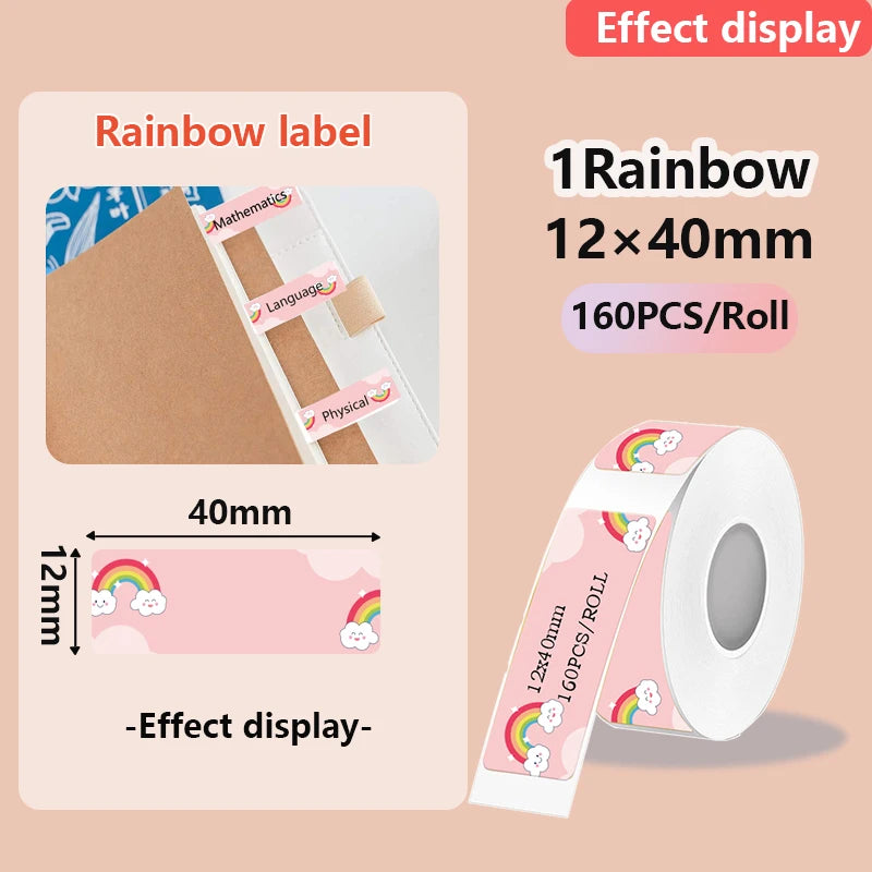 1Roll P12 P15 Thermal Label Sticker 12mm*40mm tape Compatible Phomemo D30 Q30 Marklife P11 P50 L12 DELI Q2 Labeller