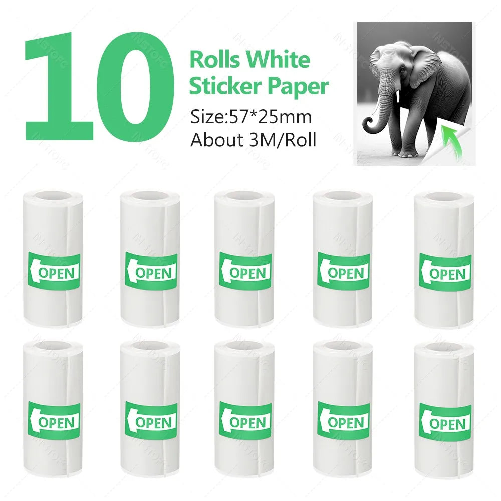 Printable Adhesive Paper 3~15 Pcs Mini Printer Sticker Paper Rolls, Thermal Photo Paper Rolls, for Mini Pocket Thermal Printer