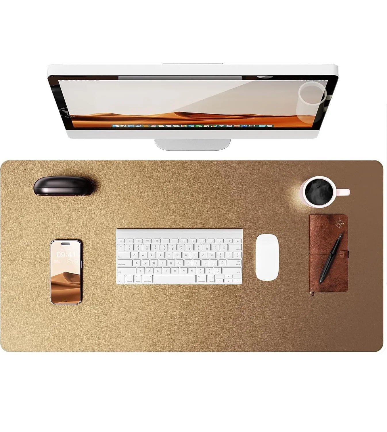 Large Mouse Pad,Office Desk Mat, Leather Desk Pad Protector, Non-Slip PU Leather Desk Blotter, Laptop Desk Pad