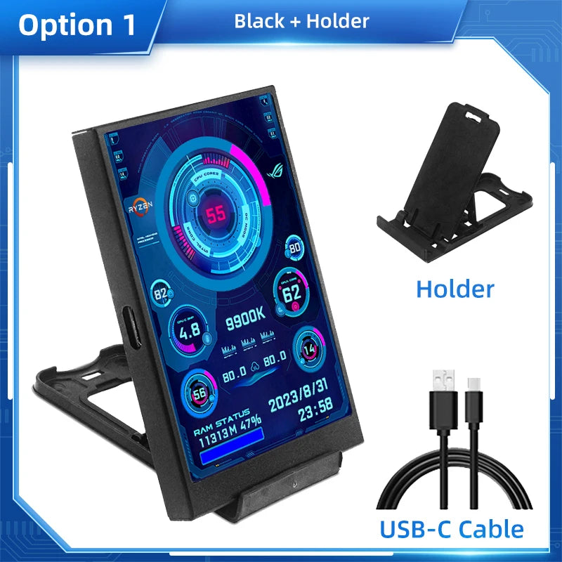 New 3.5 Inch IPS Type-C Secondary Screen for Computer CPU GPU RAM HDD Hardware Monitor LCD Display Freely AIDA64 Windows