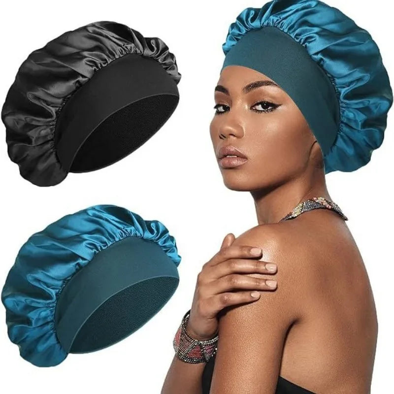 Satin Wide-brimmed Nightcap Styling Silk Headband for Sleeping Nightcap with Elasticated Floppy Band Cap Hair Shower Cap