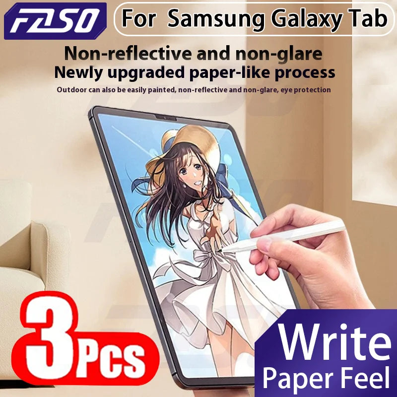 FASO 3Pcs Paper Feel Like Screen Protector for Samsung Galaxy Tab S7 S8 Plus Ultra Samsung tab S6 Lite s7 s9 fe A8 A9  No Glass
