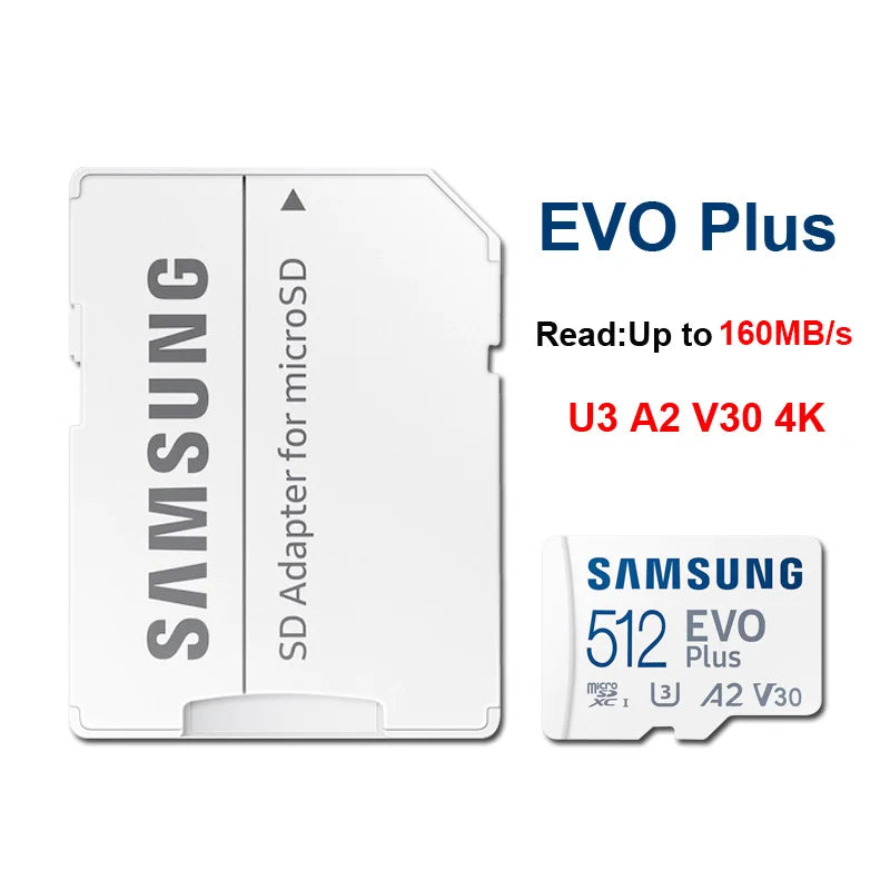 Samsung EVO Plus/PRO Plus/PRO Ultimate mcroSD Card 512G 256GB 128GB 64GB SDXC Class 10 U1 High-Speed TF Card U3 for 4K UHD video