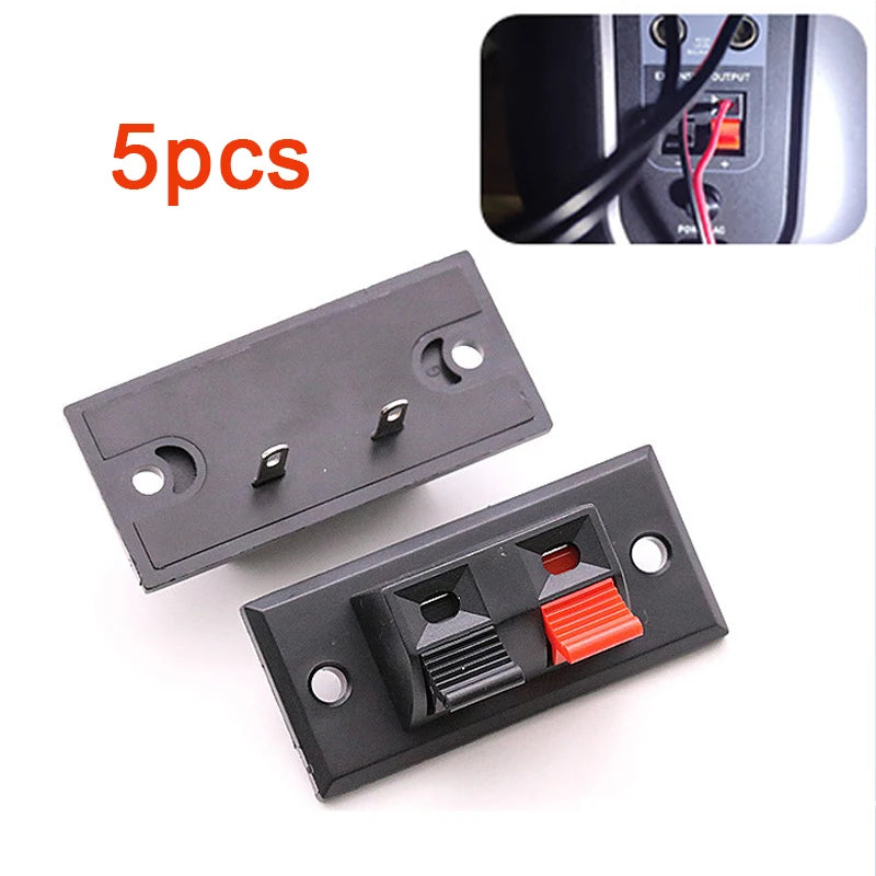 5Pcs 2 Positions Connector Terminal Push in Jack Spring Load 2 way 2 Pin Spring push Release Home Audio Speaker Terminals