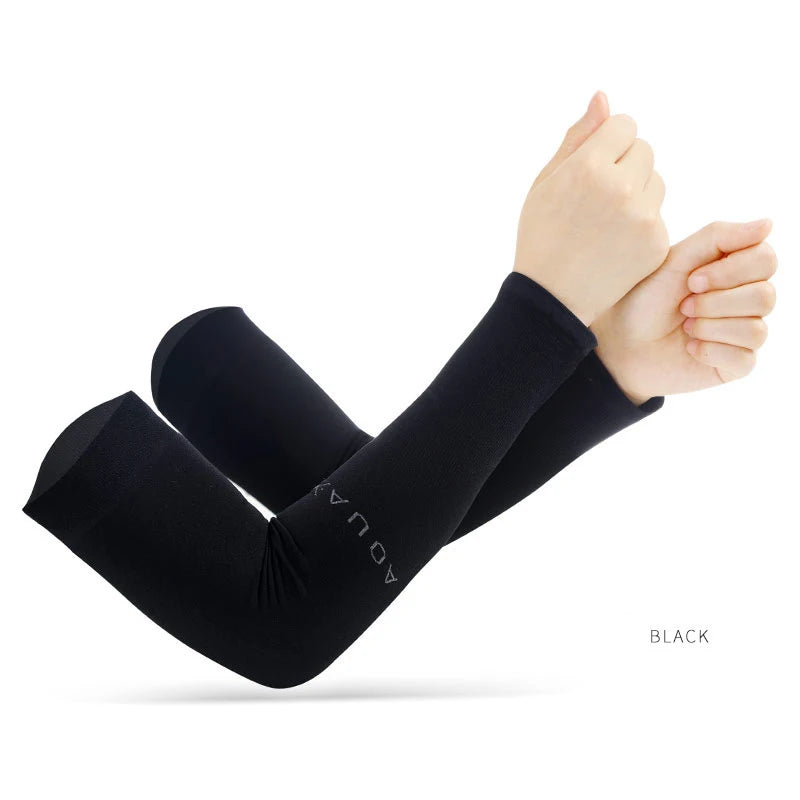 Anti-UV Arm Covers for Men Women Cycling Fingerless Gloves Summer Sport Ice Silk Cool Scarf Silk Elastic Arm Covers Driving