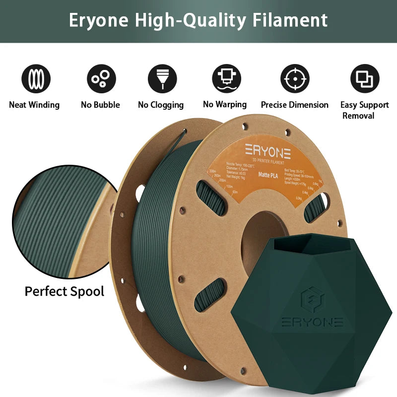 ERYONE PLA Matte Premium Filament 3D Print,Multicolor Available,big sale 1kg pla matte filament,New Style,1KG/Spool