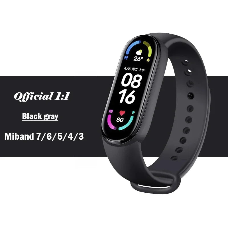 official Silicone Strap For Xiaomi Mi Band 4 5 6 7 Bracelet Sport Watch Wristband Miband4 miband7 Correa Mi band 3 4 5 6 7 Band