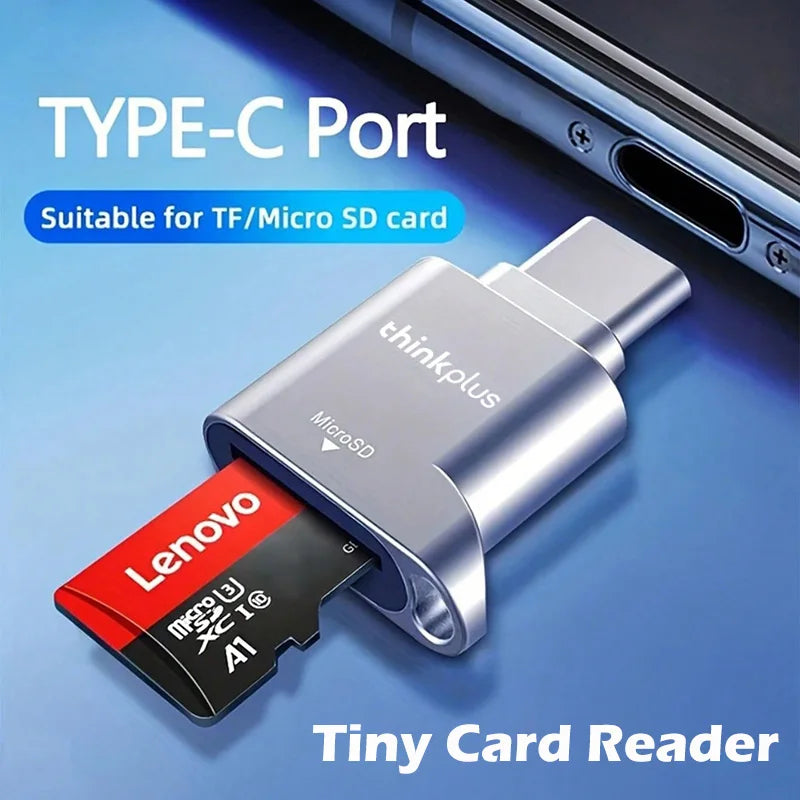 Lenovo Thinkplus USB C Type-C Micro SD Card Reader Memory Card Mini Metal TranFlash Adapter TF Card Reader For Type C Phone