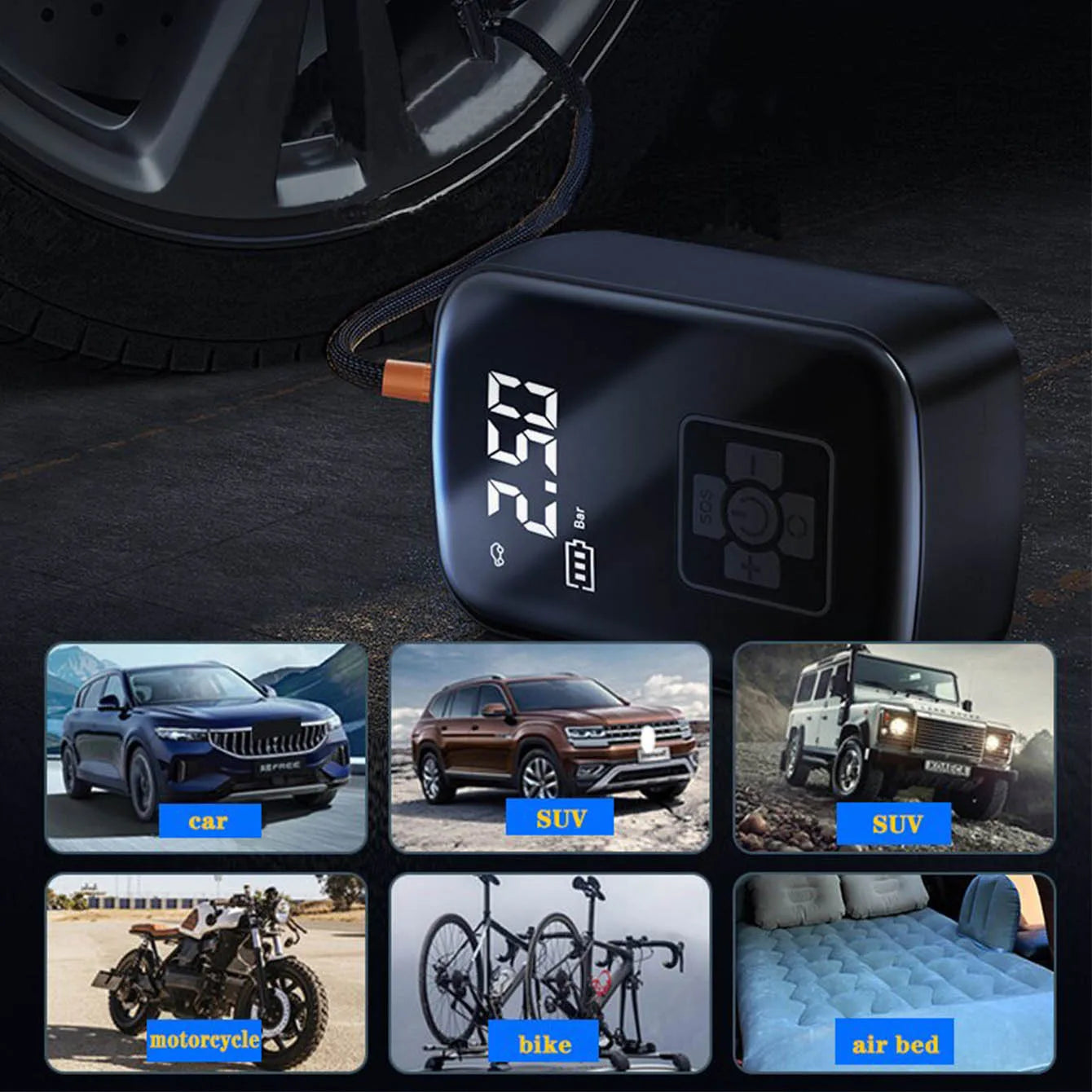 Car Tire Inflator Mini Air Compressor 12V 150PSI Portable Electric Air Pump  For Motorcycle Bicycle Tire Air Filling Pump ﻿
