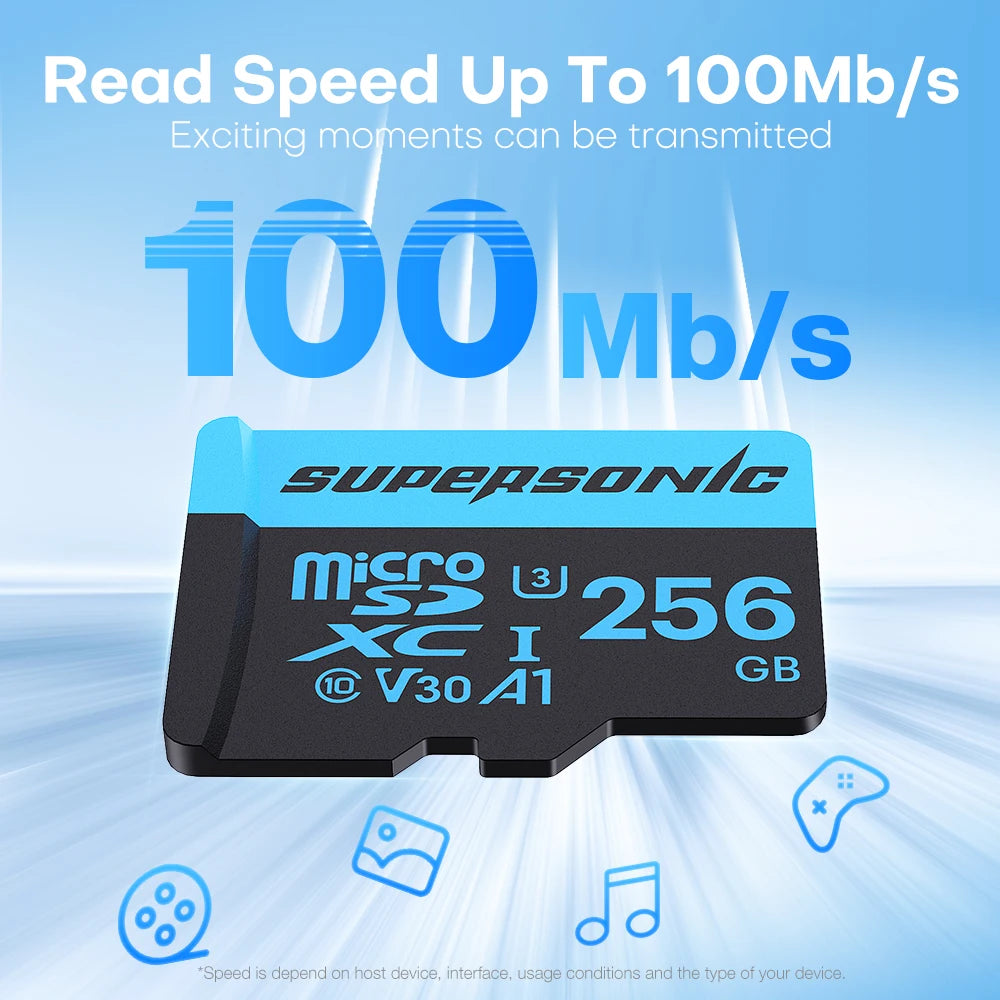 Supersonic High Speed Mini SD Memory Card 256GB Class 10 Micro TF flash usb pen drive card  32GB 64GB 128GB for Smartphone