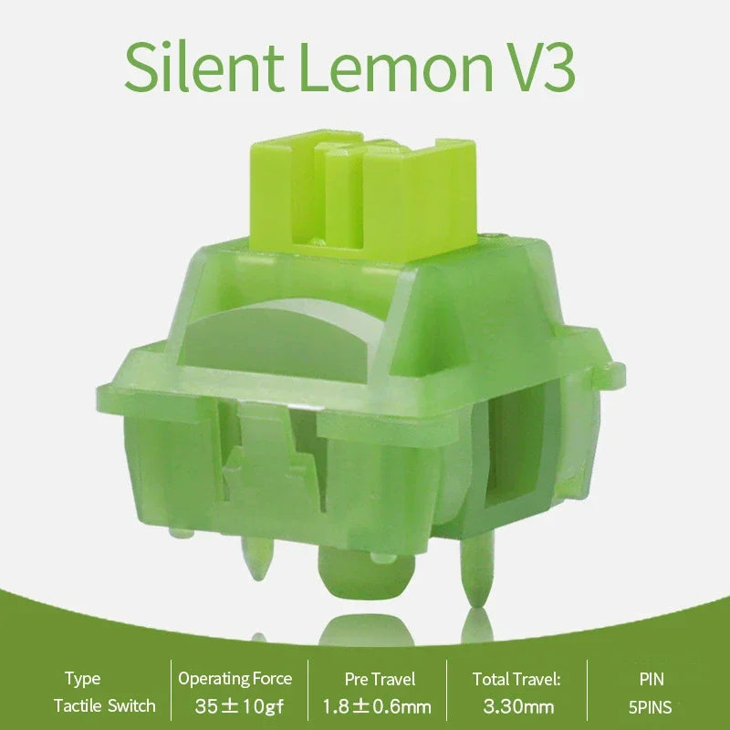 Outemu Silent Peach/Lemon V3 Switches Lubed Update V3 Switch Mechanical Keyboard Linear Tactile 5Pin Hot swap DIY Silent Switch