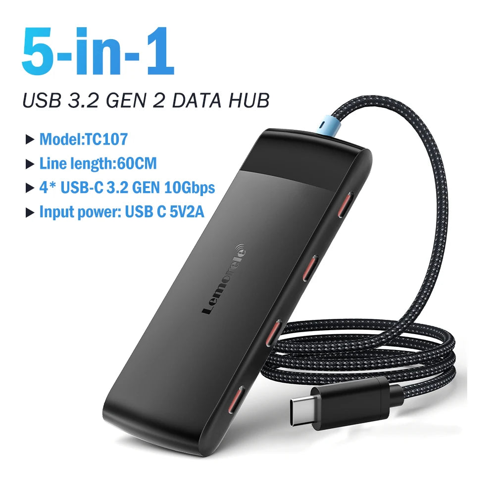 Lemorele USB Hub Type C Hub USB3.0 OTG 4 Port USB C/A HUB Multi Splitter Adapter Laptop Accessories For Lenovo Macbook Pro