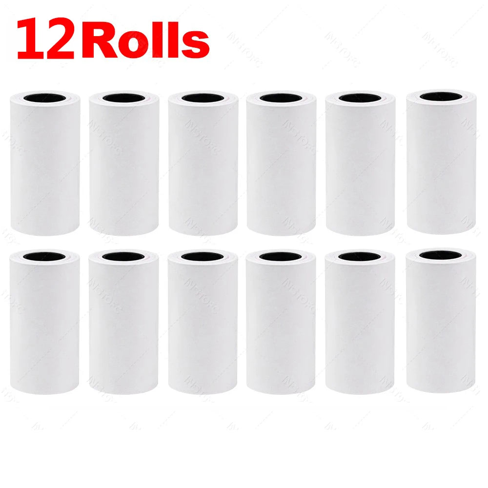 12 Rolls Kids Instant Camera Refill Print Paper 5Rolls Coreless Thermal Print For 57mm Portable Mobile Receipt Photo Printer