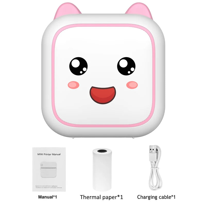 Mini Smile Printer Inkless With Thermal Paper Adhesive Photo Label Recorder Graffiti Printing Bluetooth Wirelss Maker For Home
