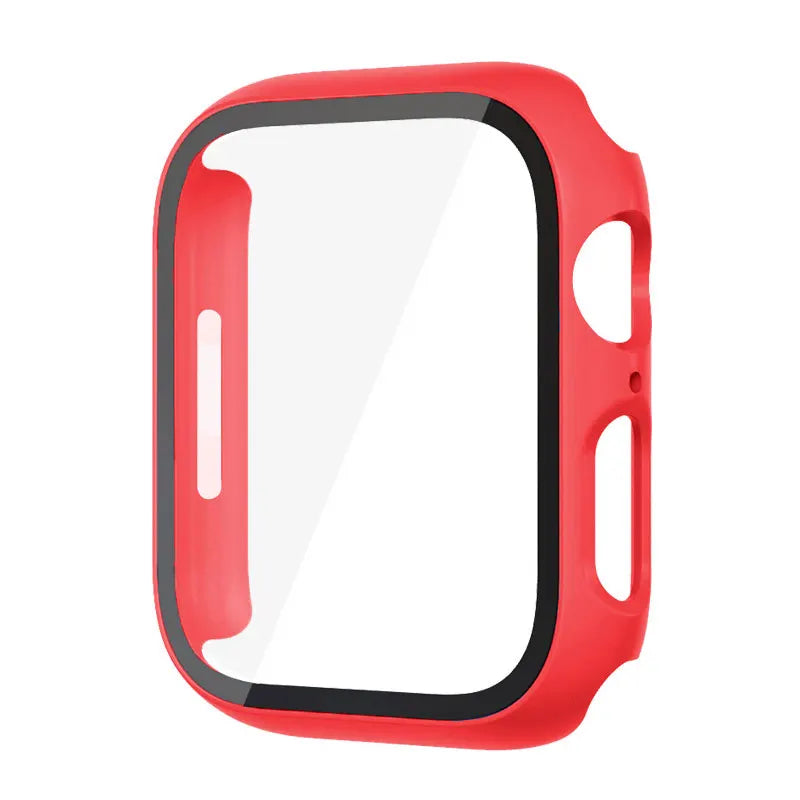 Glass+Case For Apple Watch 8 7 45mm 44mm 41mm 40mm PC Screen Protector Cover iwatch Series 3/4/5/6/SE/7/8 SmartWatch Accessories