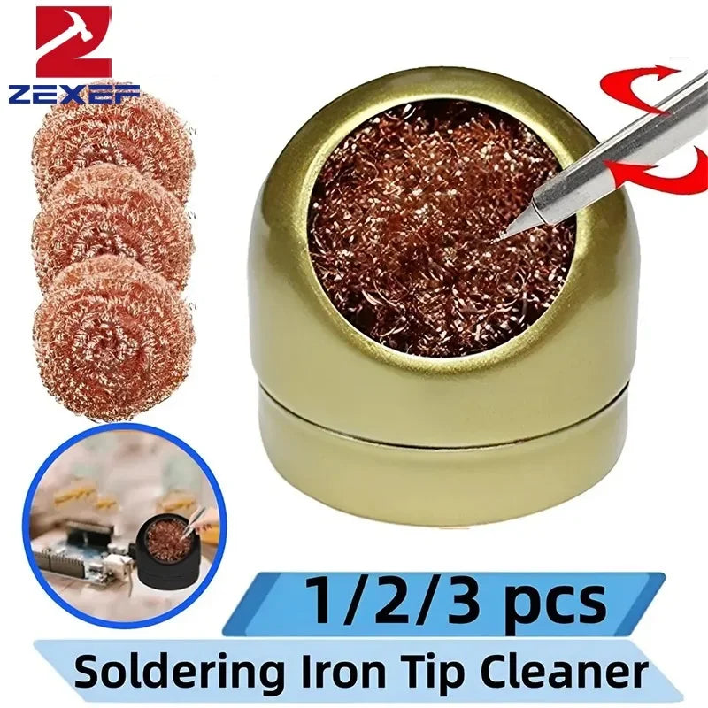 Metal Wire With Stand Set Welding Desoldering Soldering Solder Iron Tip Dross Cleaner Cleaning Steel Ball Mesh Filter Tin Remove