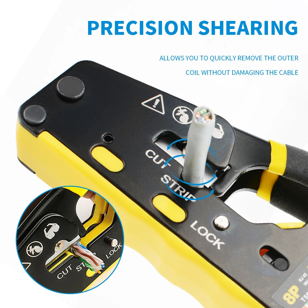 RJ45 Crimp Tool Pass Through Plugs Ethernet Crimping Pliers for Cat6 Cat5 Cat5e RJ45 Connectors
