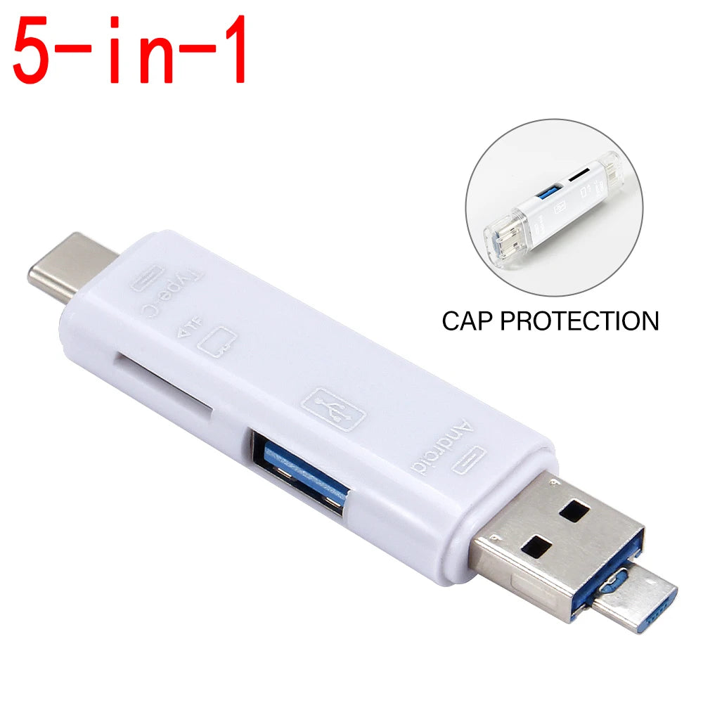 JASTER 6 In 1 Multifunction USB 3.0 Card Reader U Disk TYPE-C/Usb/Tf/Sd Flash Drive Memory Card for Adapter Phone Laptop Compute