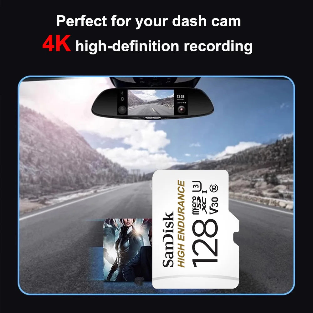 SanDisk MAX ENDURANCE Micro SD Card 32GB 64GB 128GB 256GB High-speed Reading and Writing Video Surveillance U3 V30 4K for Drones