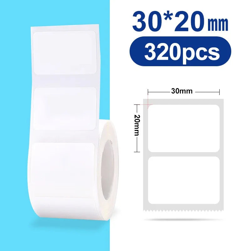 30-50mm Niimbot B21 B1 B3S Printer Label Paper Roll White Sticker Print Papers Rolls Tear-proof Water Oil-proof Adhesive