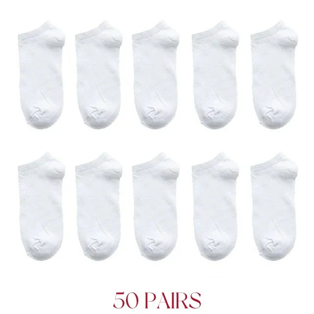 50/30/20/10/5Pcs/ Men's Socks Spring Summer Thin Breathable Soft Polyester Cotton Socks Black Casual Business Ankle Boat Socks S