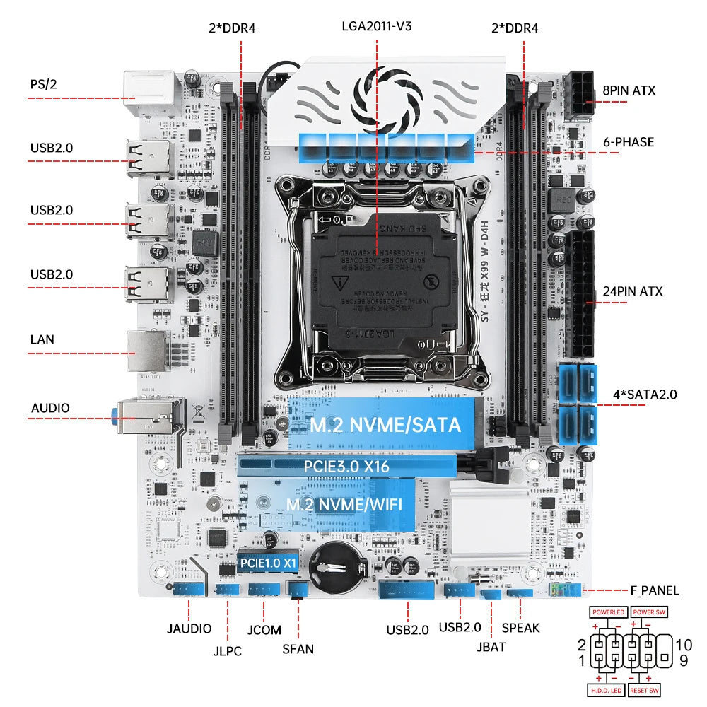 SOYO World Premiere X99 Gaming Motherboard Supports Xeon E5 Series CPU Dual Channel DDR4 M.2 NVME PCIE3.0 SATA for Desktop Host