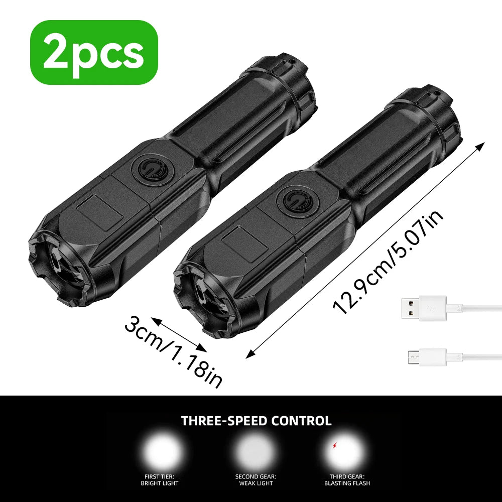 1/2PCS USB COB Keychain Work Light Flashlight Super Bright Emergency Light,Bottle Opener,With Magnetic Base For Outdoor Camping