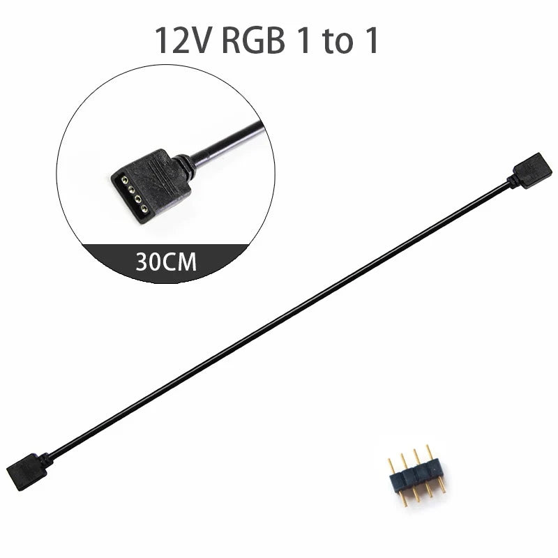 LDPCSJ RGB 3PIN 5V ARGB 1 to 2/3/4/5 Extension Line Sync Motherboard Cable 4PIN 12V for Computer Hardware