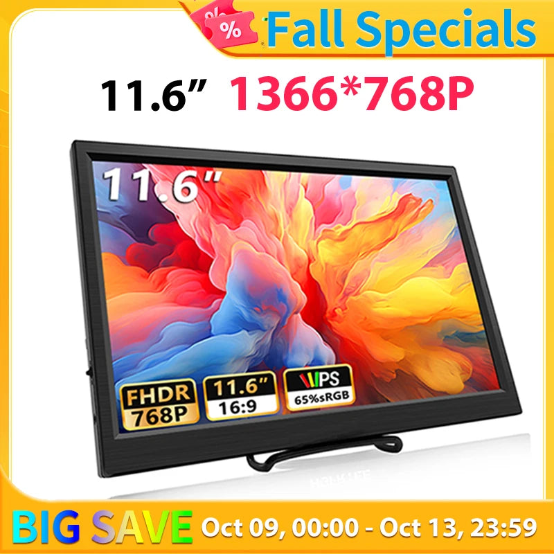 11.6 Inch Portable Monitor HDMI-Compatible Laptop second screen Gaming Extended Display For Switch/PS4/Xbox/Raspberry Pi