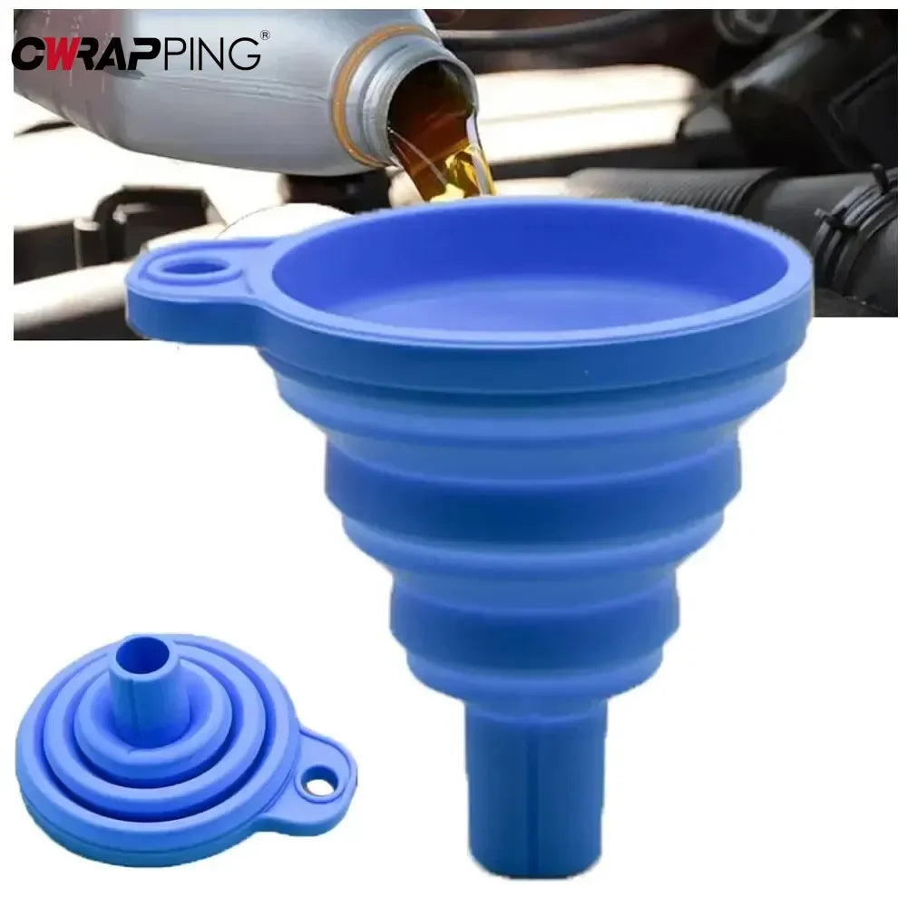 Car Engine Funnel Foldable Portable Auto Engine Oil Petrol Change Funnel Universal Silicone Liquid Funnel Washer Fluid Change