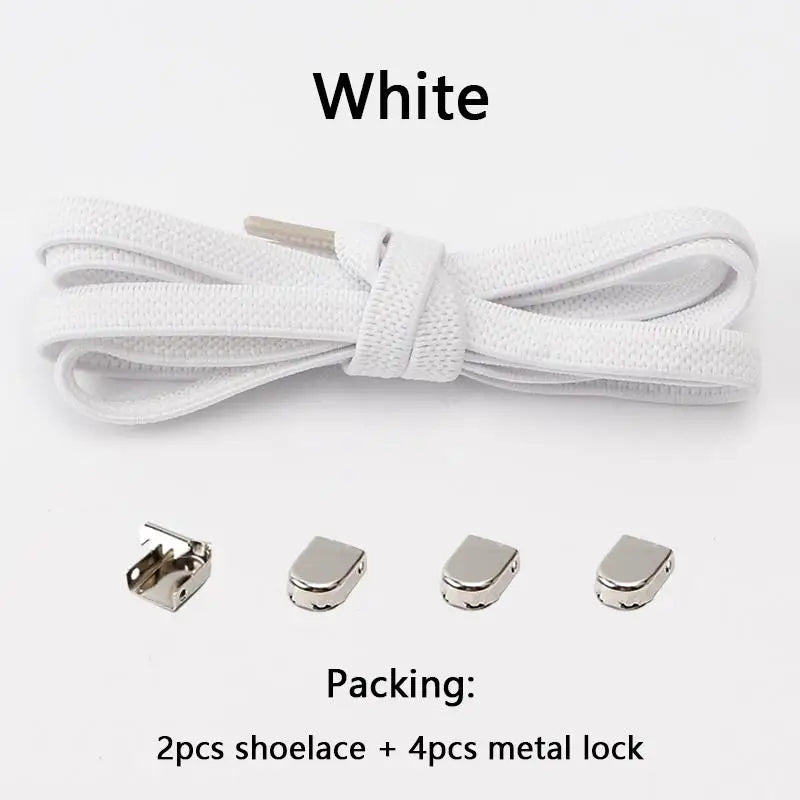 No Tie Shoe Laces Flat Elastic Shoelaces for Sneakers Tieless Shoelace Expand Shoestrings One Size Fits All Adult and Kids Shoes