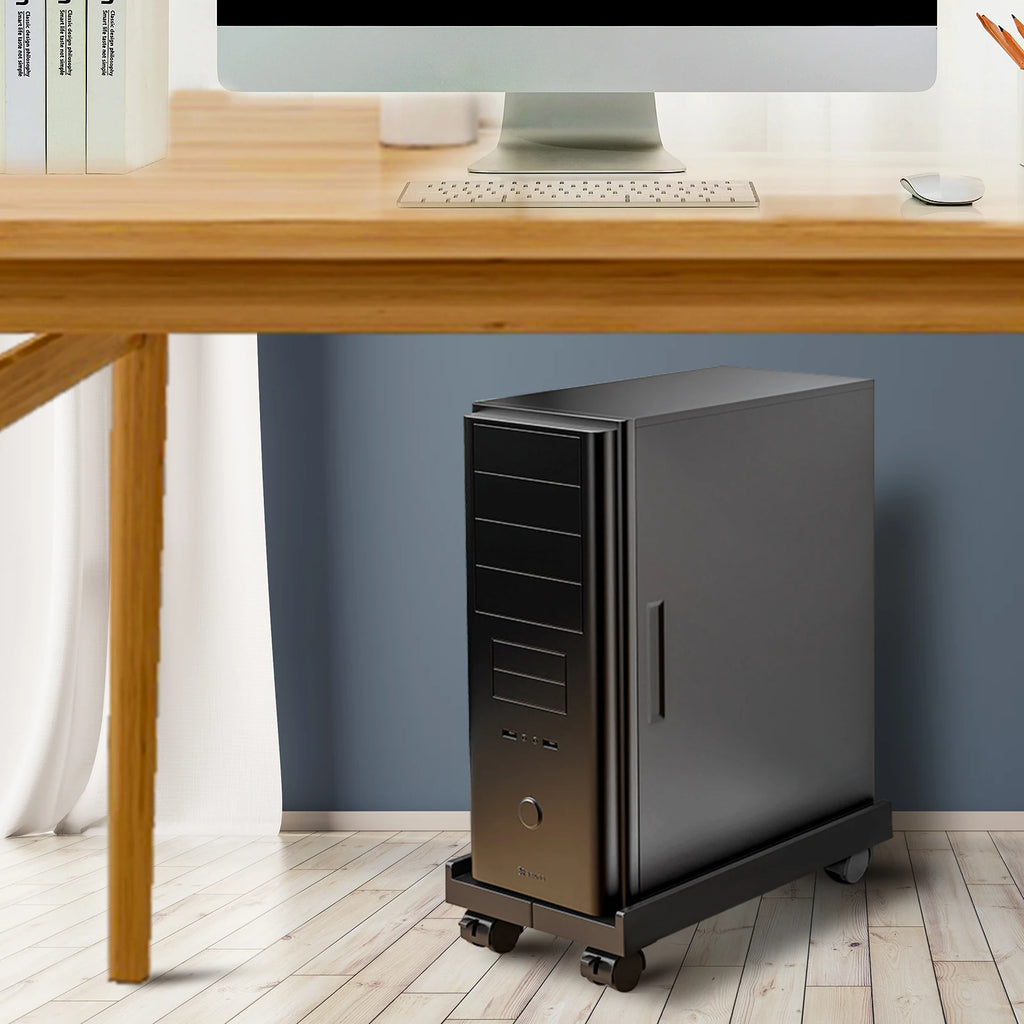 Adjustable Mobile PC Tower Stand with Wheels under Desk CPU Holder Adjustable Stable Mobile Computer Host Stand for Home Office