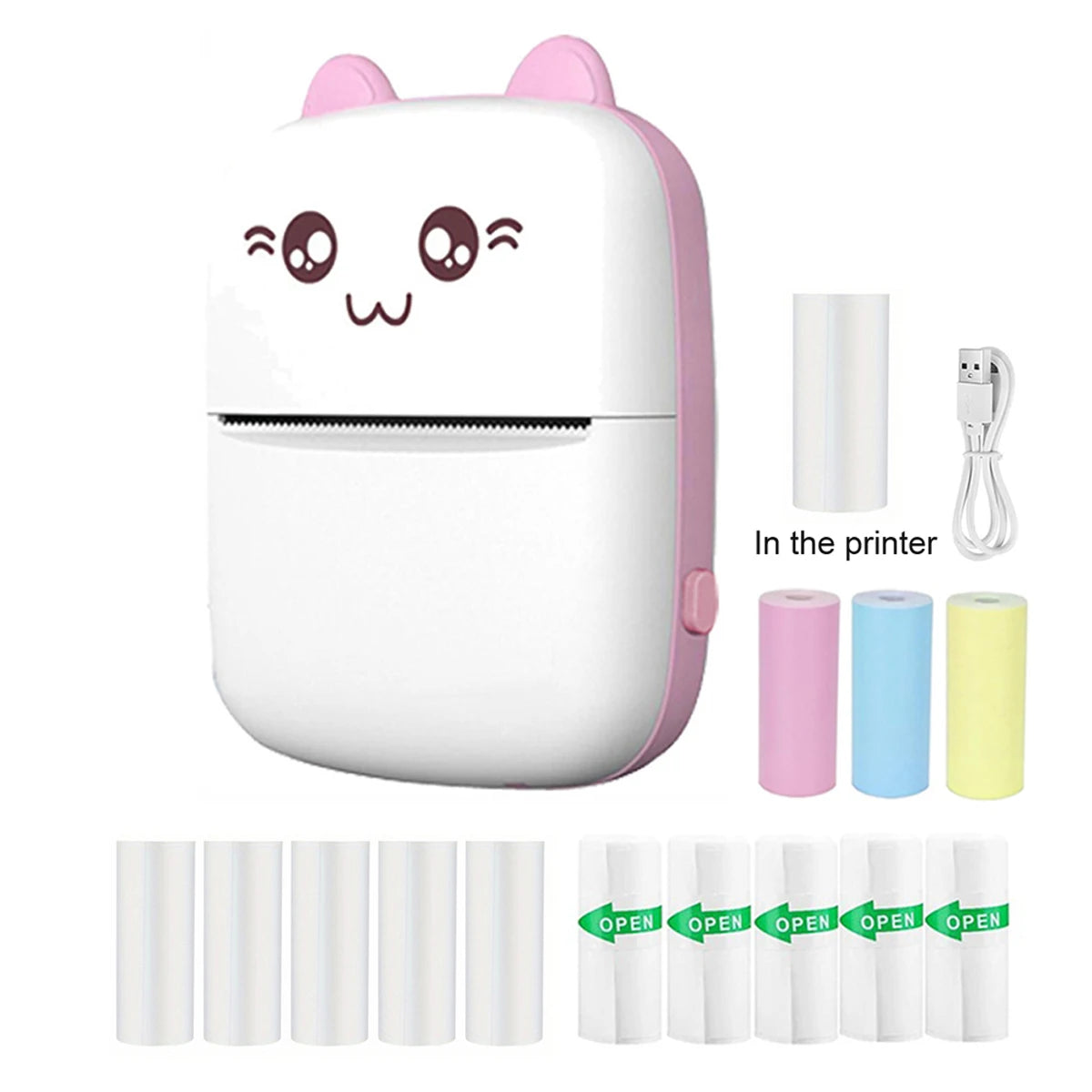 Mini Pocket Printer, Wireless BT Connection Thermal Printer For Photos Receipts Notes Memo Label Portable Inkless Gift Printer