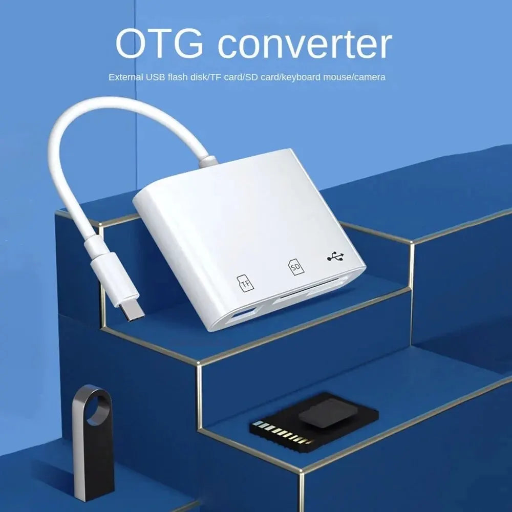 3 In 1 Adapter Type-C, Tf, Cf, Sd, Memory Card Reader, Recorder, Compact Flash Usb-C, Pro, Huawei, Macbook