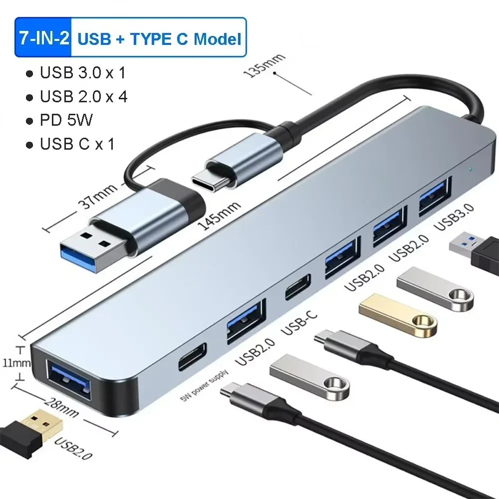 4-in-1 Type C Adapter Hub To HDTV VGA USB 3.0 Digital AV Multiport Adapter With TYPE-C PD Charging Port Compatible